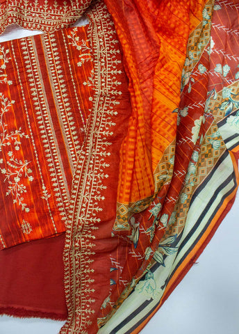 Bin Saeed Fabric - EU-0562- 3 Piece UnStitched Lawn Cut Work Embroidery