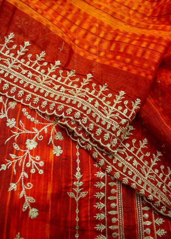 Bin Saeed Fabric - EU-0562- 3 Piece UnStitched Lawn Cut Work Embroidery