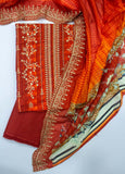 EU-0562- 3 Piece UnStitched Lawn Cut Work Embroidery