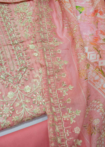 Bin Saeed Fabric - EU-0570- 3 Piece UnStitched Lawn Cut Work Embroidery