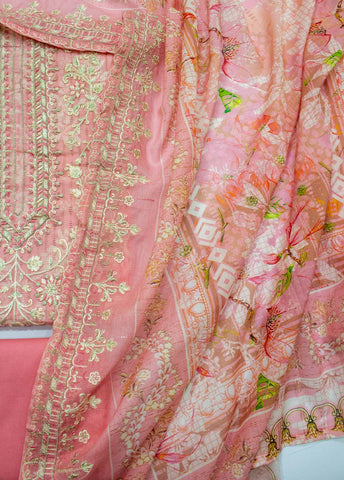 Bin Saeed Fabric - EU-0570- 3 Piece UnStitched Lawn Cut Work Embroidery