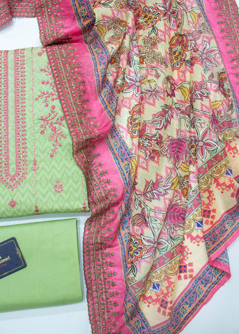 Bin Saeed Fabric - EU-0574- 3 Piece UnStitched Lawn Cut Work Embroidery