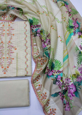 Bin Saeed Fabric - EU-0581-3 Piece UnStitched Lawn Cut Work Embroidery
