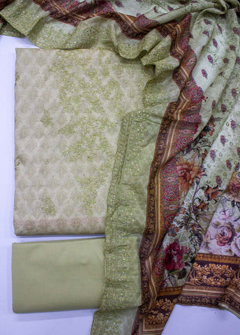 Bin Saeed Fabric - EU-0583- 3 Piece UnStitched Lawn Cut Work Embroidery