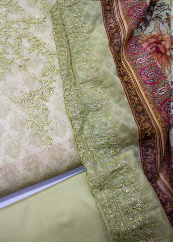 Bin Saeed Fabric - EU-0583- 3 Piece UnStitched Lawn Cut Work Embroidery