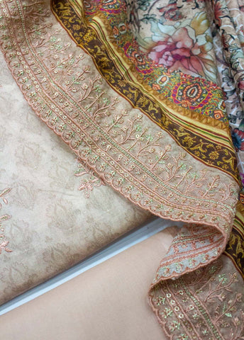 Bin Saeed Fabric - EU-0584- 3 Piece UnStitched Lawn Cut Work Embroidery