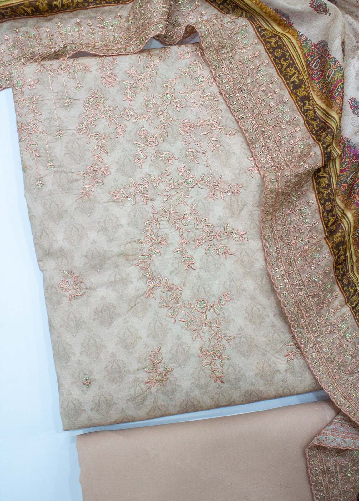 Bin Saeed Fabric - EU-0584- 3 Piece UnStitched Lawn Cut Work Embroidery