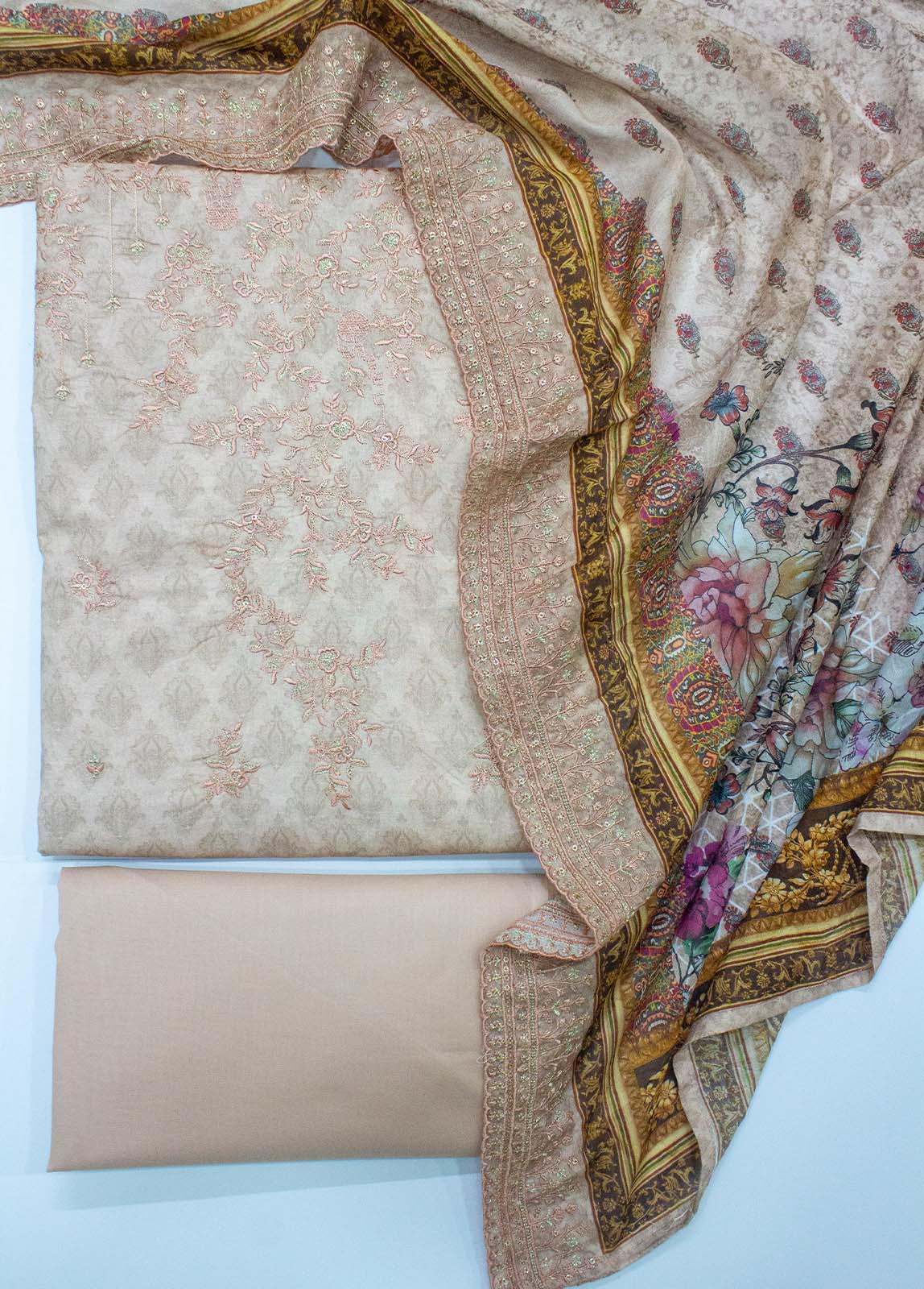 Bin Saeed Fabric - EU-0584- 3 Piece UnStitched Lawn Cut Work Embroidery