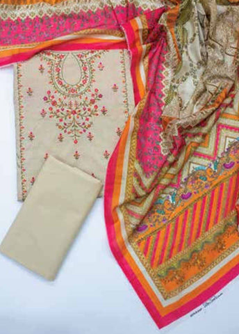 Bin Saeed Fabric - EUP-0579- 3 Piece UnStitched Lawn Embroidery