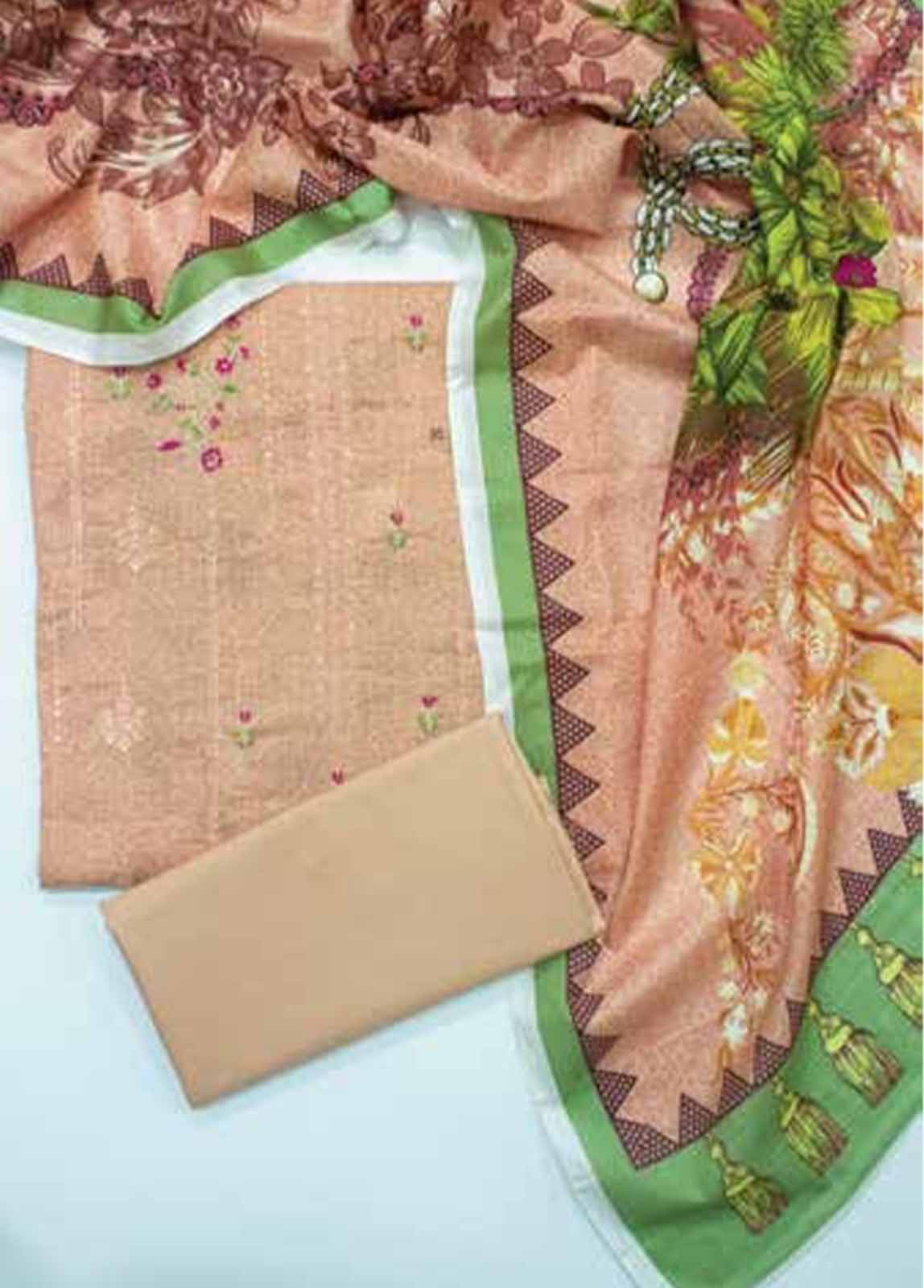 Bin Saeed Fabric - EUP-0811- 3 Piece UnStitched Lawn Embroidery