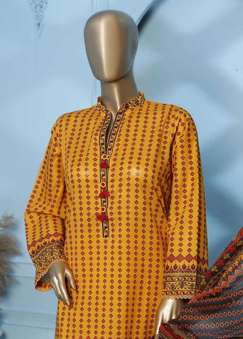 Bin Saeed Fabric - F-0006- 3 Piece Printed Stitched