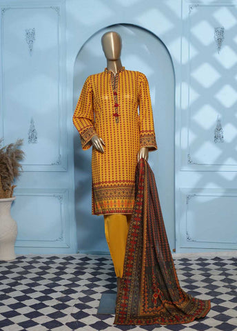 Bin Saeed Fabric - F-0006- 3 Piece Printed Stitched