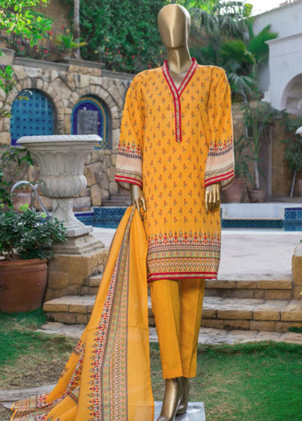 F-0012 - 3 Piece Printed Lawn Stitched Suit