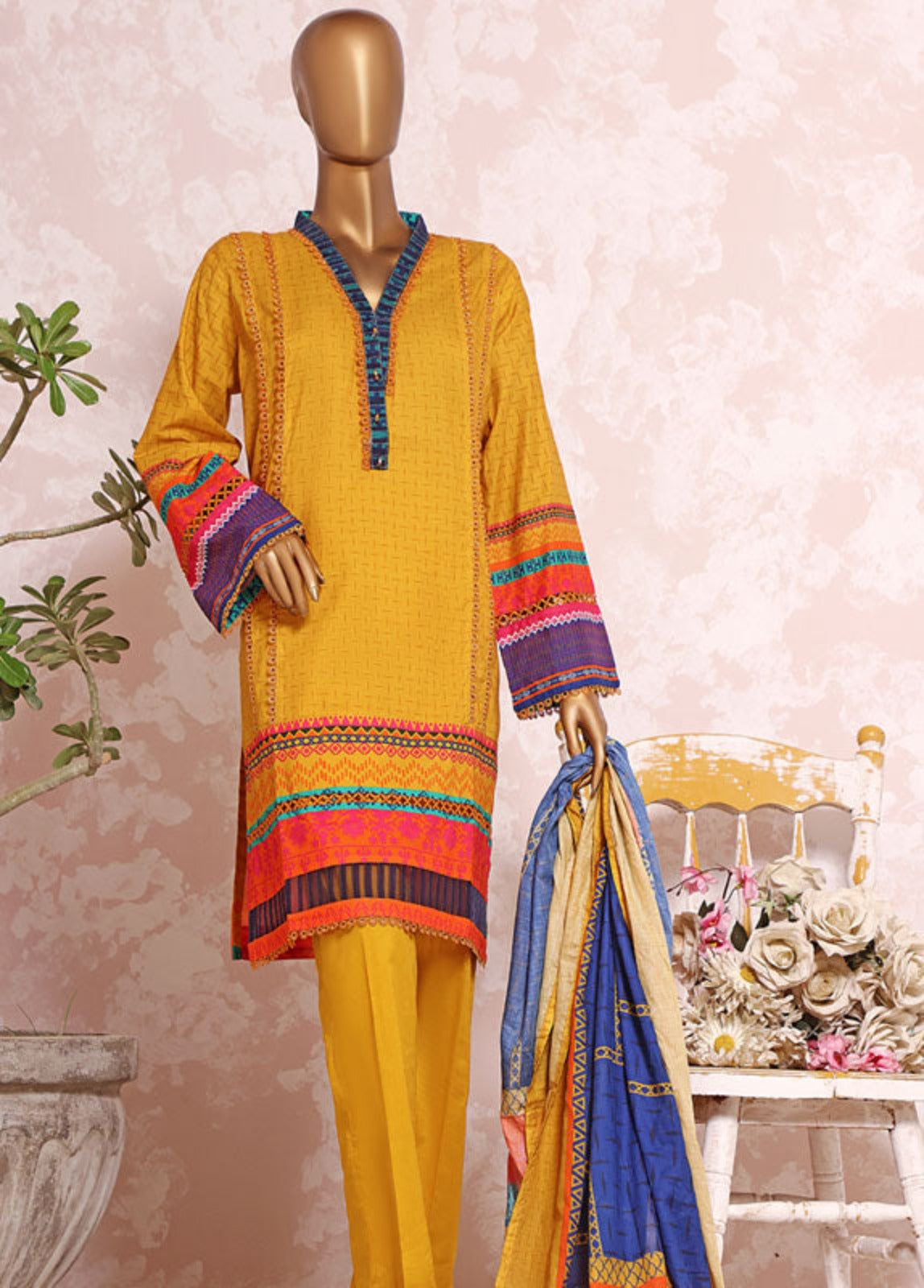 F-0220 - 3 Piece Printed Lawn Stitched Suit