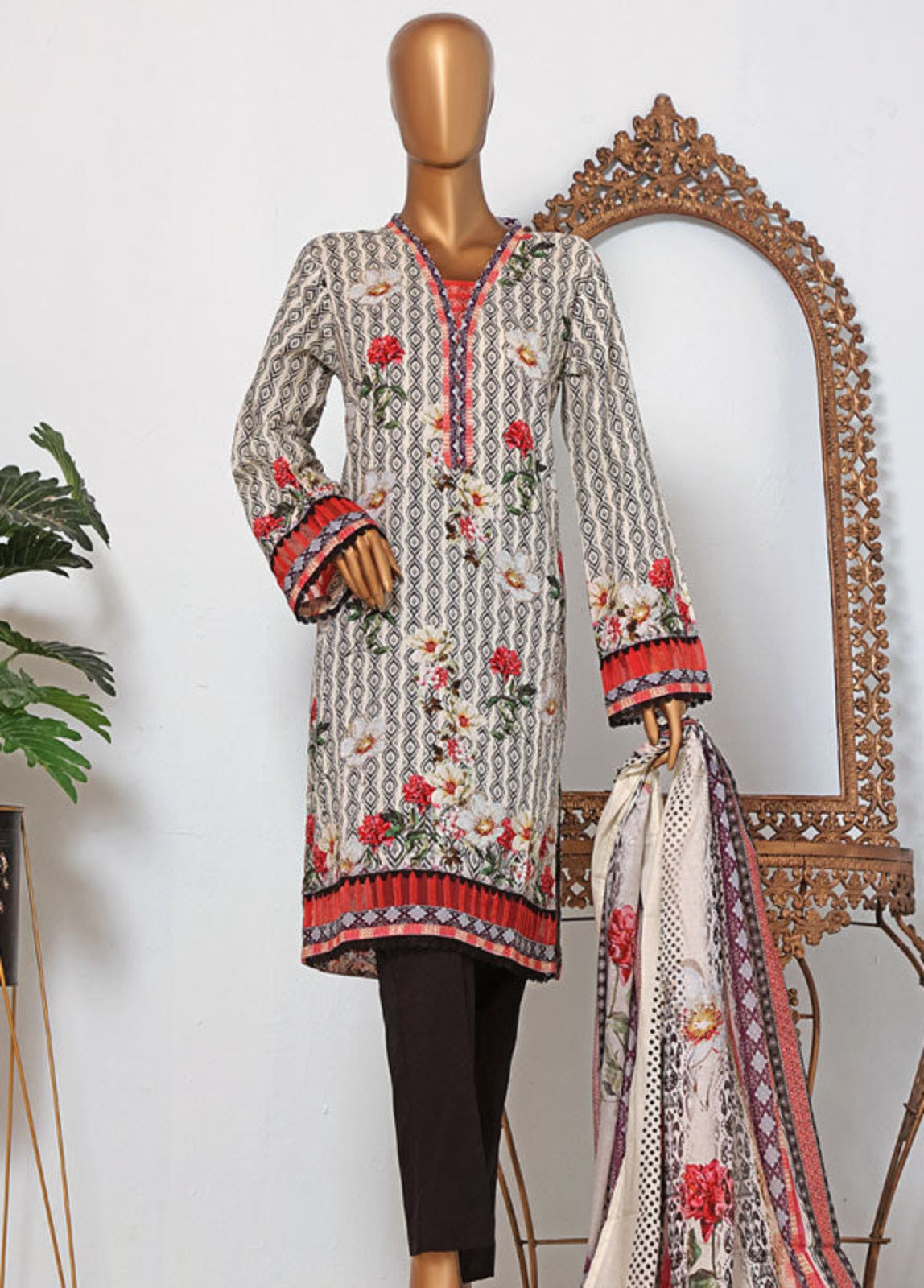F-0223 - 3 Piece Printed Lawn Stitched Suit