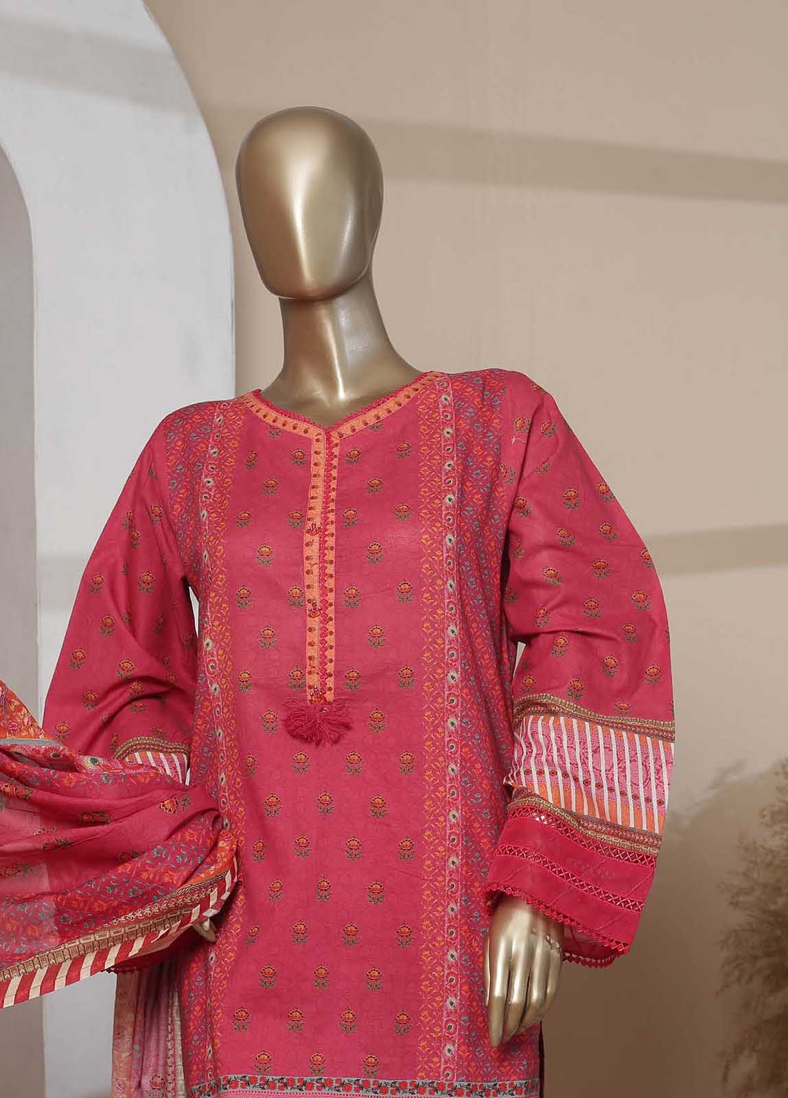 Bin Saeed Fabric - F-0465- 3 Piece Printed Stitched