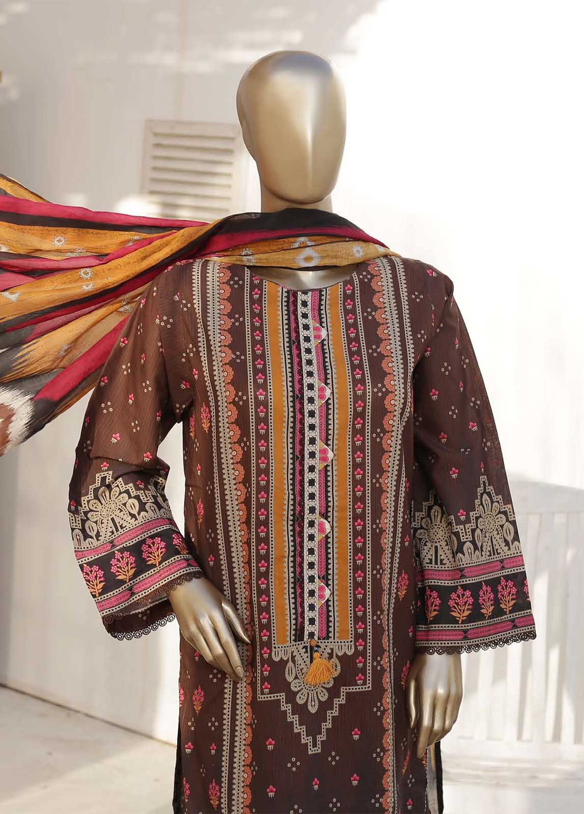 Bin Saeed Fabric - F-0469- 3 Piece Printed Stitched