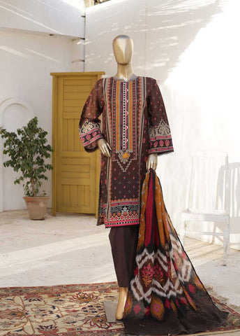 Bin Saeed Fabric - F-0469- 3 Piece Printed Stitched