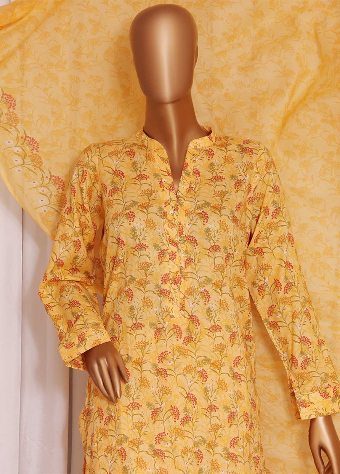 Bin Saeed Fabric - F-0502- 3 Piece Printed Stitched