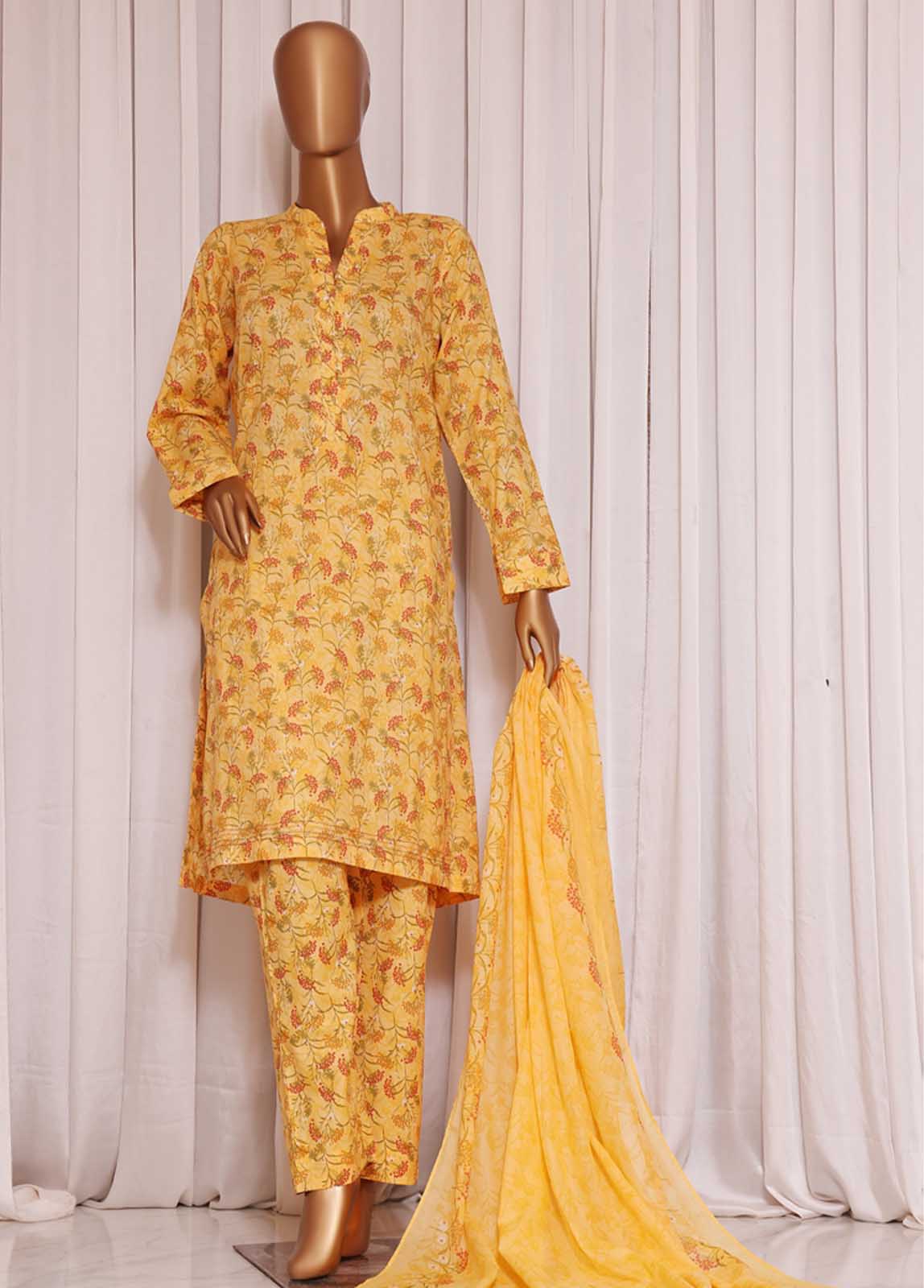 Bin Saeed Fabric - F-0502- 3 Piece Printed Stitched