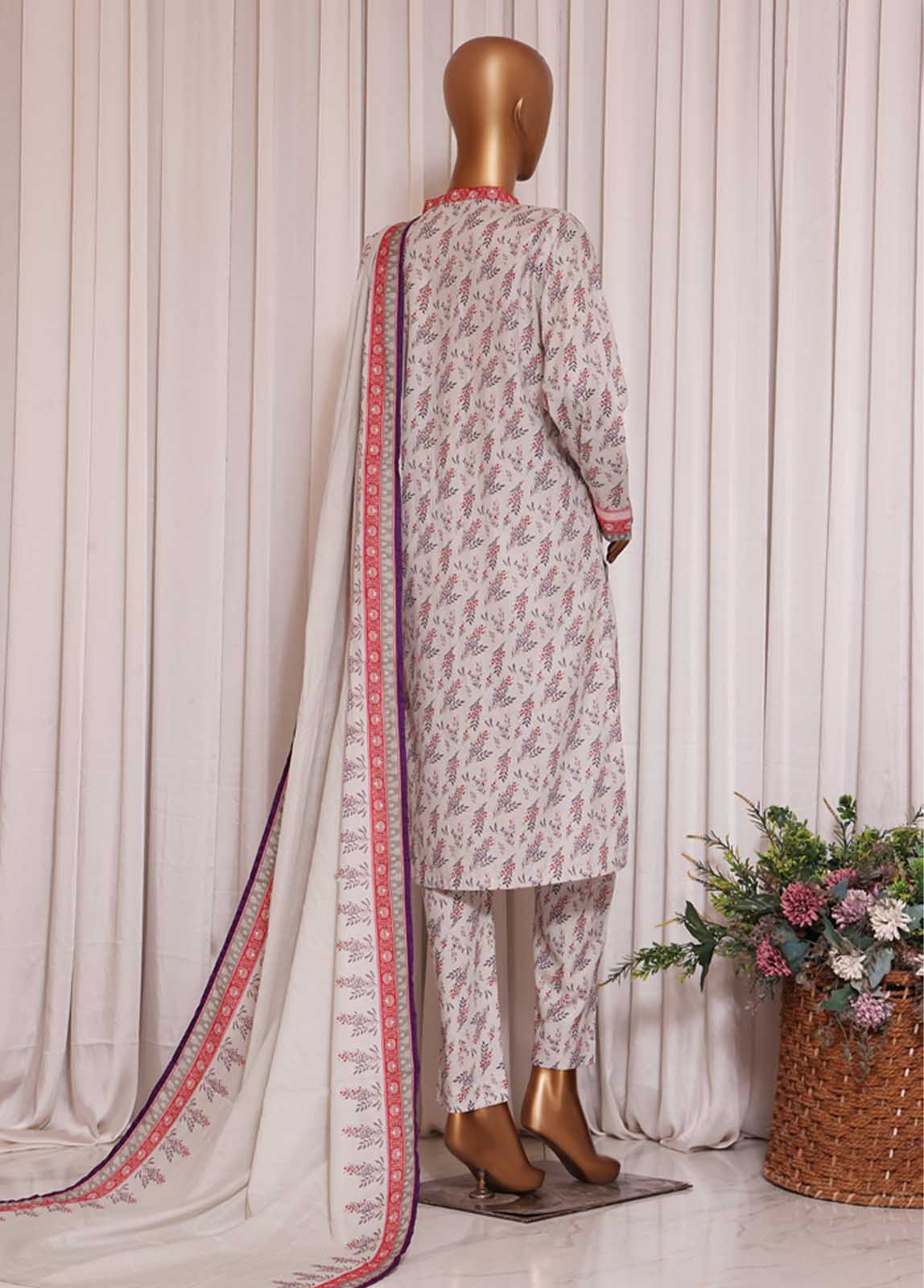 Bin Saeed Fabric - F-0509- 3 Piece Printed Stitched