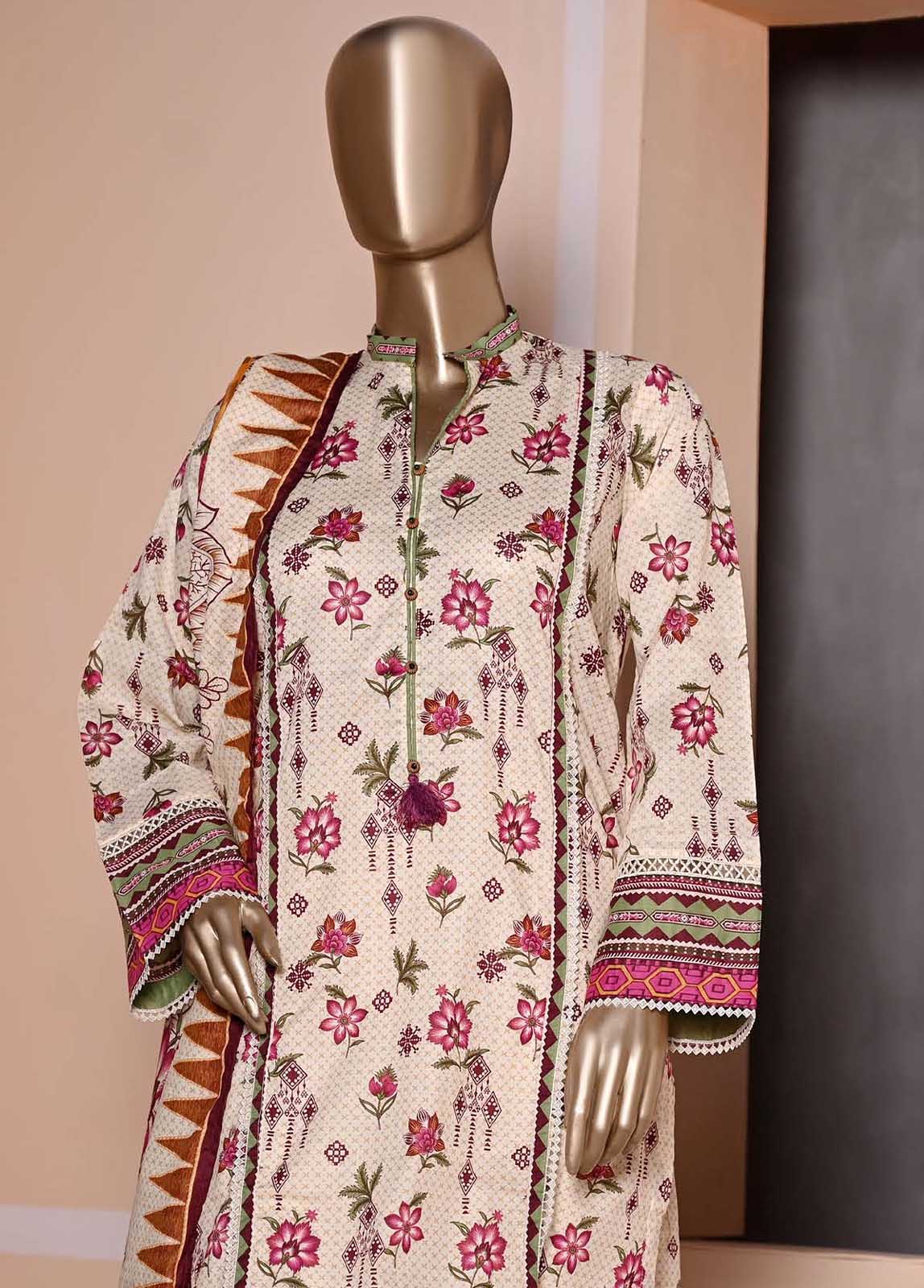 F-0614- 3 Piece Printed Stitched