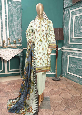 Bin Saeed Fabric - F-0617- 3 Piece Printed Stitched