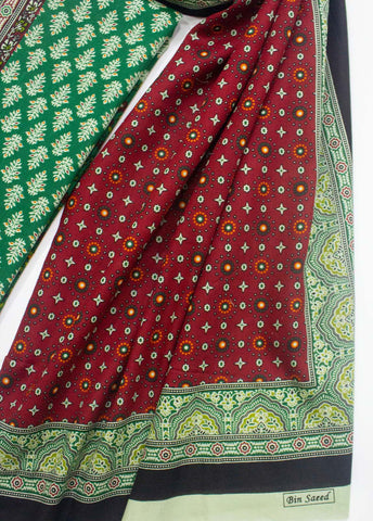 Bin Saeed Fabric - F&F-0124- 3 Piece UnStitched Printed Lawn