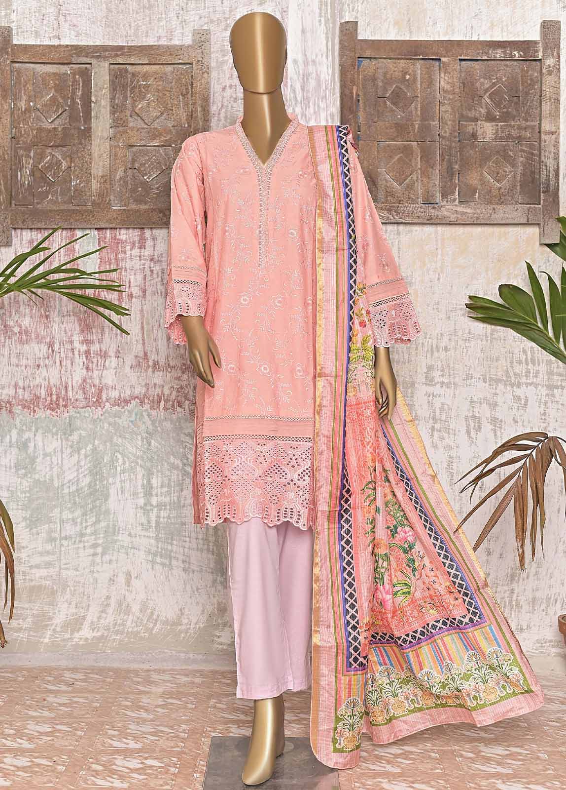 Bin Saeed Fabric - FTS-0016 B - 3 Piece Chikankari