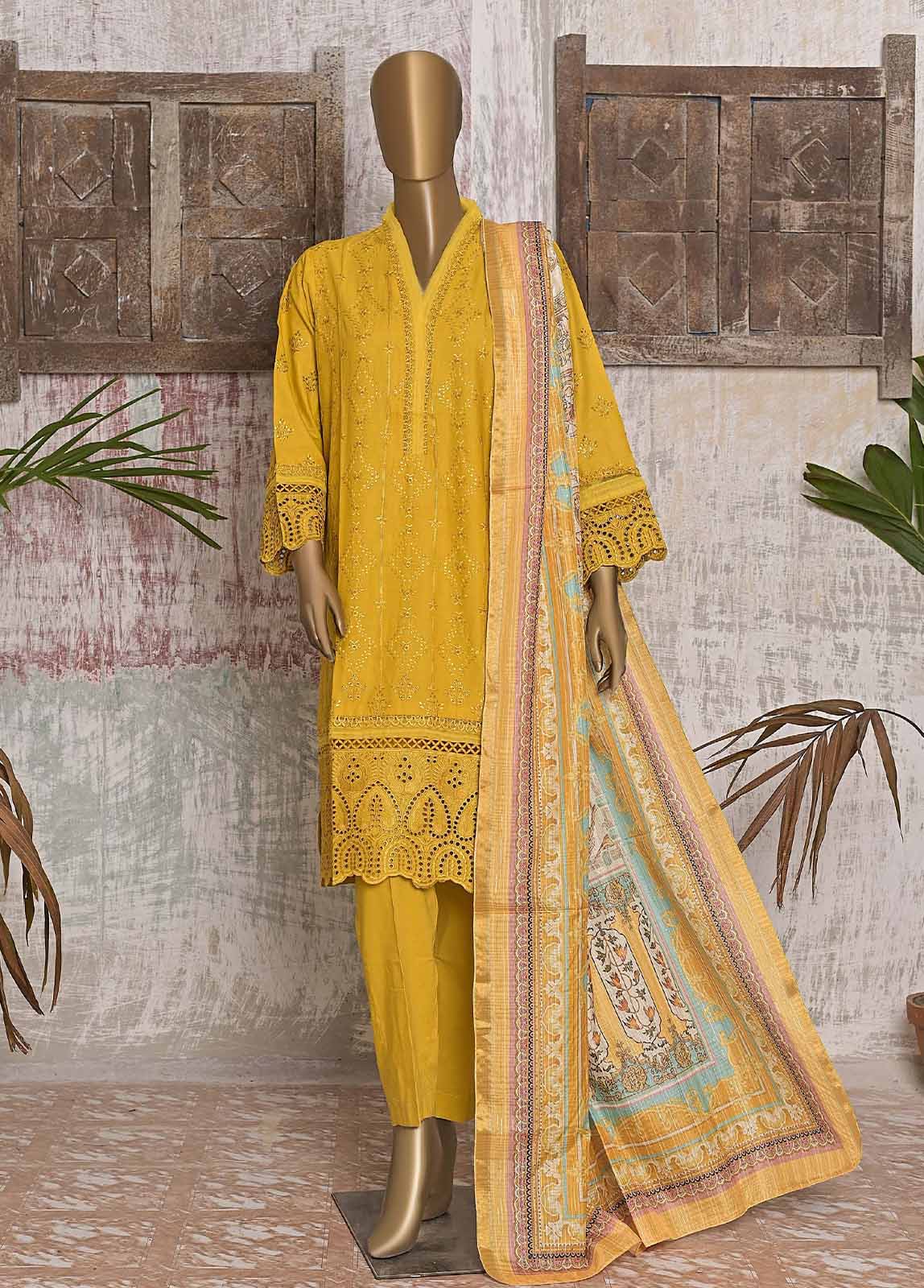 Bin Saeed Fabric - FTS-0019 - 3 Piece Chikankari