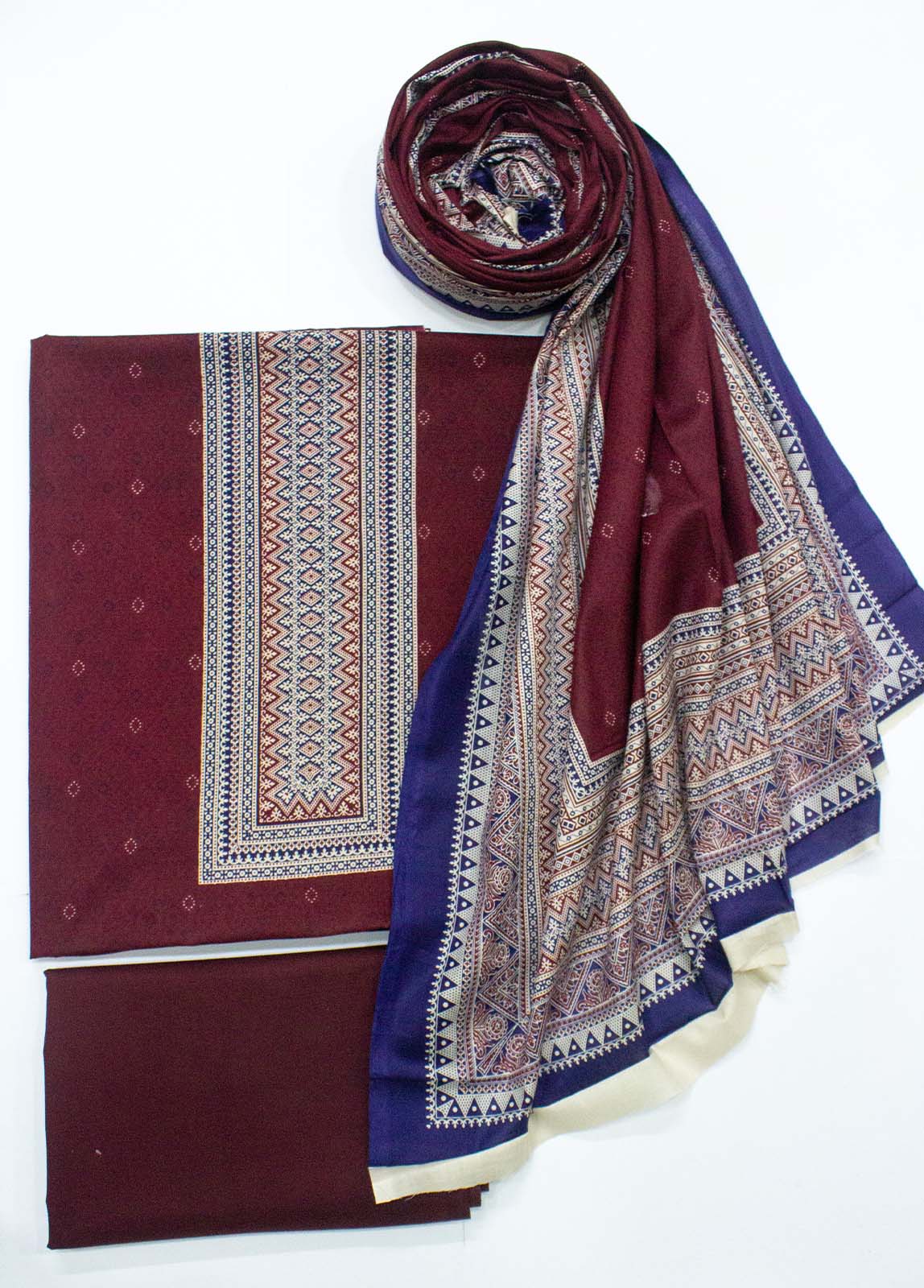 F&F-0004 B - 3 Piece UnStitched Printed Lawn