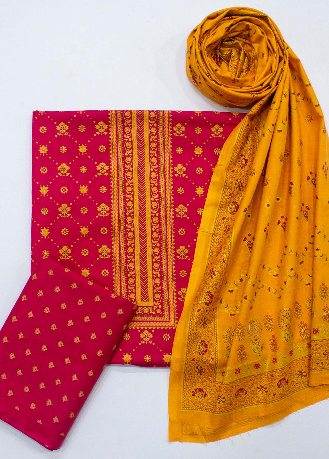 F&F-0009 A - 3 Piece UnStitched Printed Lawn