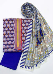 F&F-0157 B - 3 Piece UnStitched Printed Lawn