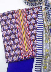 F&F-0157 B - 3 Piece UnStitched Printed Lawn