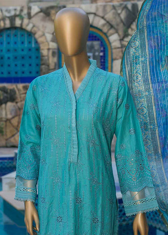 Bin Saeed Fabric - HTS-0008- 3 Piece ChikanKari