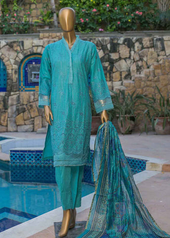 Bin Saeed Fabric - HTS-0008- 3 Piece ChikanKari