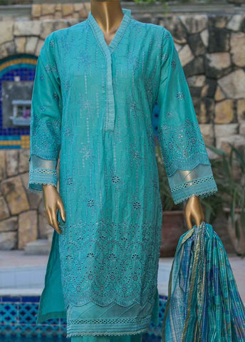 Bin Saeed Fabric - HTS-0008- 3 Piece ChikanKari