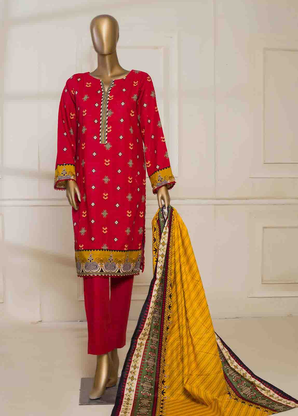 Bin Saeed Fabric - KFR-0044- 3 Piece Printed Khaddar