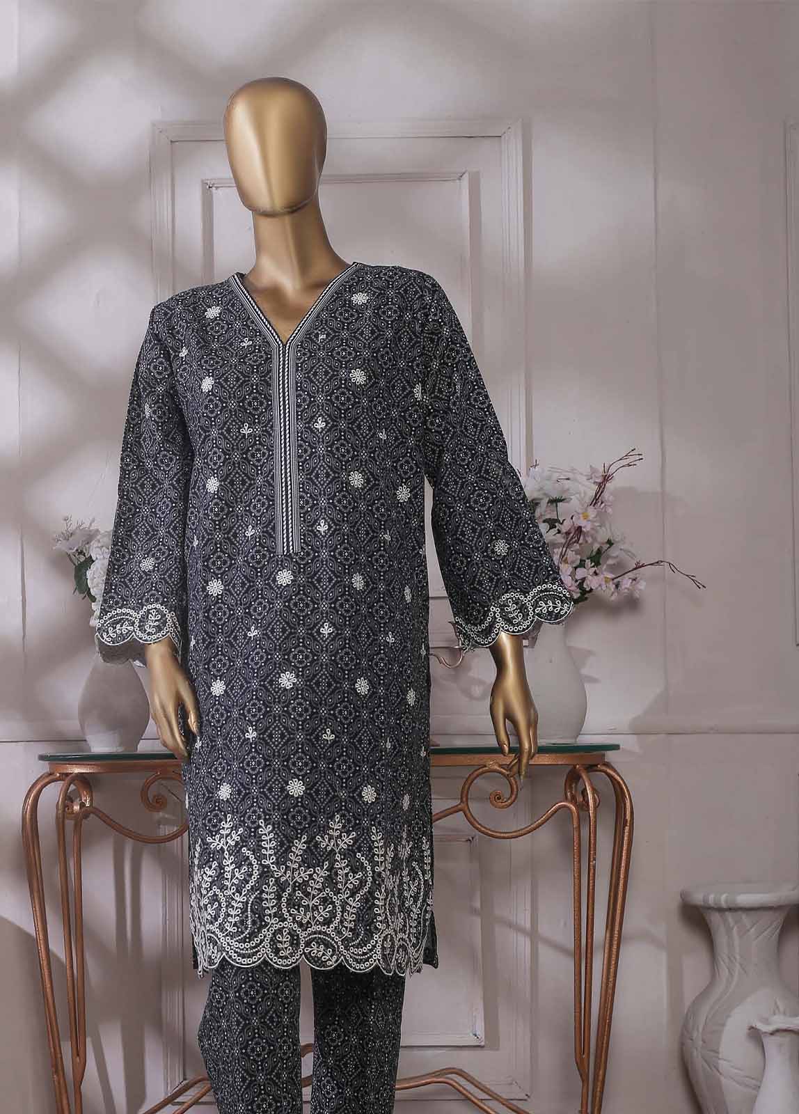 Bin Saeed Fabric - KKF-055 A - 2 Piece Embroidered Khaddar