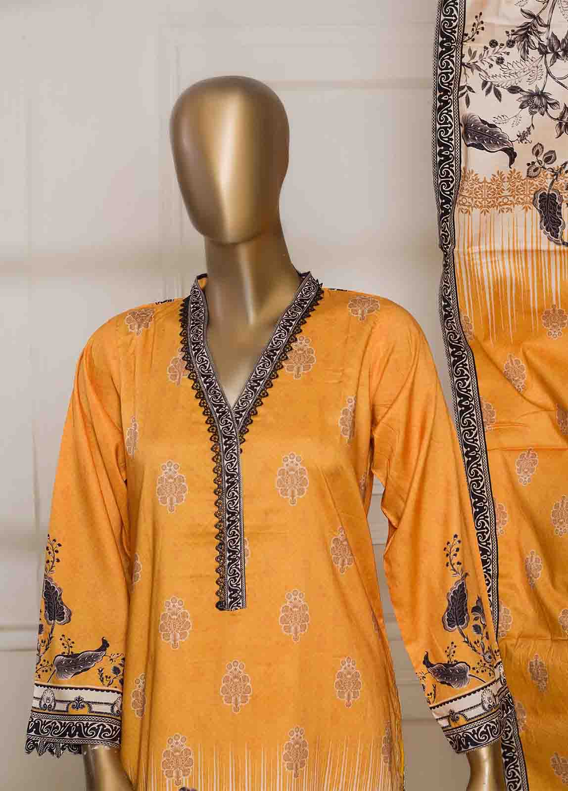 Bin Saeed Fabric - LIN-5625- 3 Piece Printed Linen