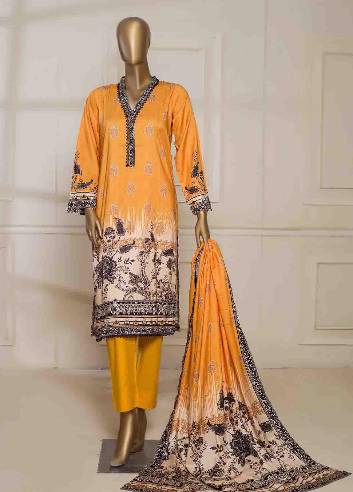 Bin Saeed Fabric - LIN-5625- 3 Piece Printed Linen