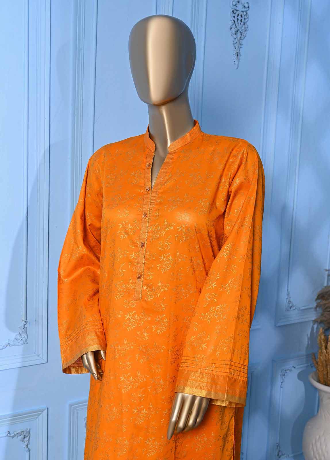 Bin Saeed Fabric - LRGF-005- 2 Piece Gold Printed Stitched