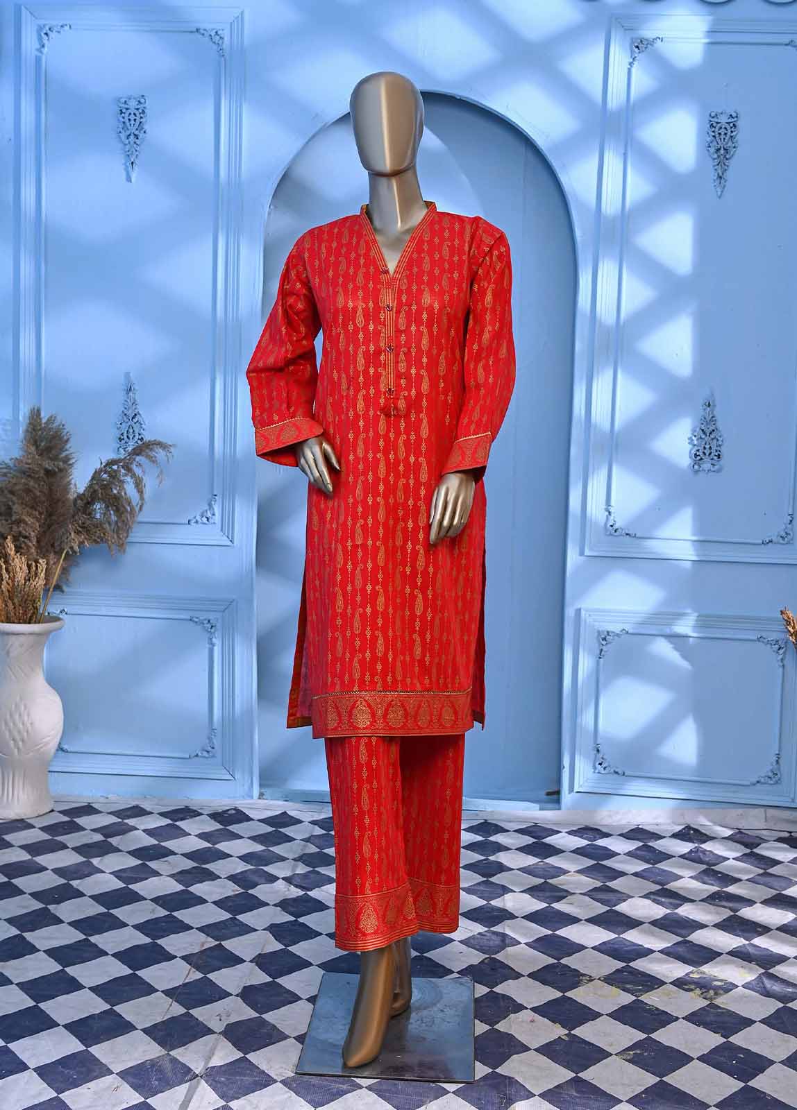 Bin Saeed Fabric - LRGF-012- 2 Piece Gold Printed Stitched