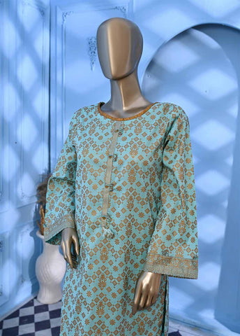 Bin Saeed Fabric - LRGF-022- 2 Piece Gold Printed Stitched