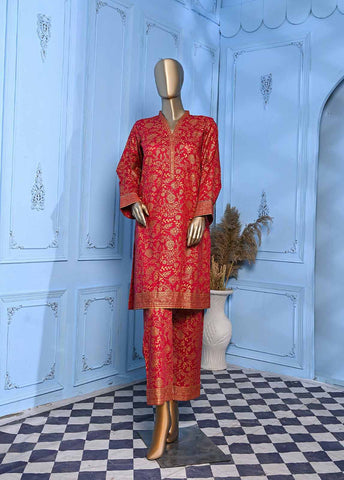 Bin Saeed Fabric - LRGF-023- 2 Piece Gold Printed Stitched