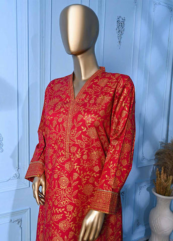Bin Saeed Fabric - LRGF-023- 2 Piece Gold Printed Stitched