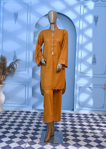 Bin Saeed Fabric - LRGF-025- 2 Piece Gold Printed Stitched