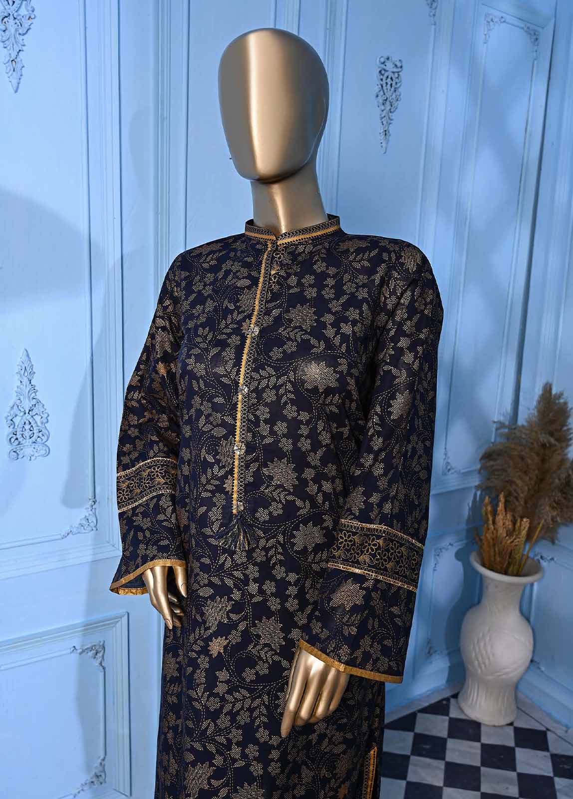 Bin Saeed Fabric - LRGF-026- 2 Piece Gold Printed Stitched