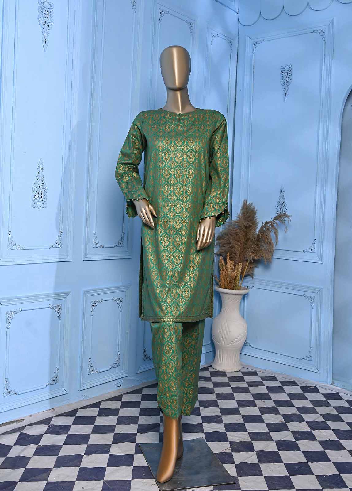 Bin Saeed Fabric - LRGF-030- 2 Piece Gold Printed Stitched