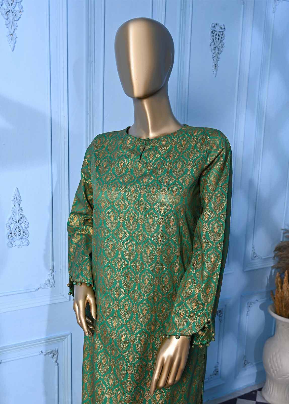 Bin Saeed Fabric - LRGF-030- 2 Piece Gold Printed Stitched